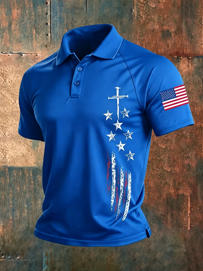 Men's casual waffle Patriot Polo