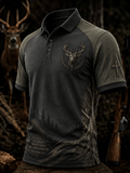 Men's Vintage Faith Traditional Reindeer Pattern Printed Short-Sleeve Top