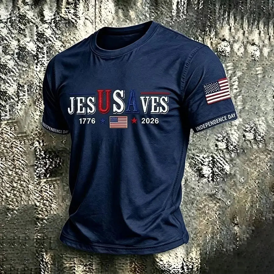 Men's USA 1776-2026 Freedom Faith Printed  Shirt