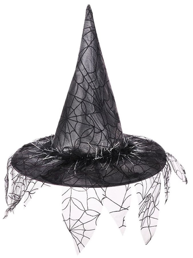 Women's Halloween Mesh Spider Web Witch Hat