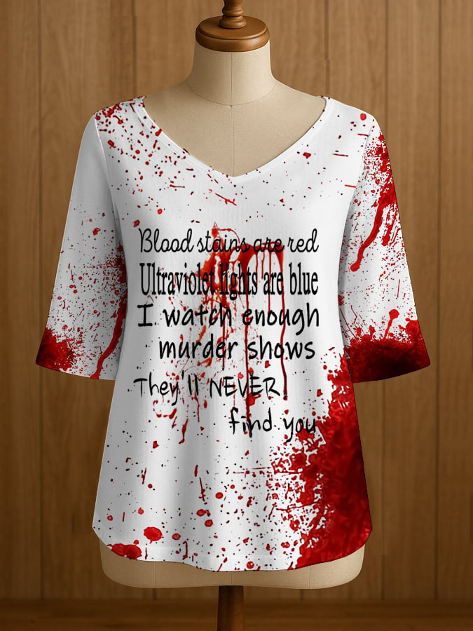 Women's Blood Stains Printed T-Shirt