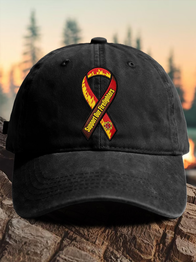 Retro Support Our Firefighters Print Baseball Cap