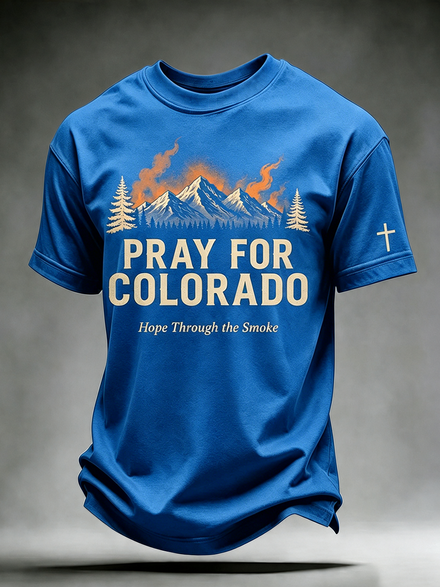 Pray For Colorado Hope Through The Smoke Mountain Forest Vintage Graphic Short Sleeve T-Shirt