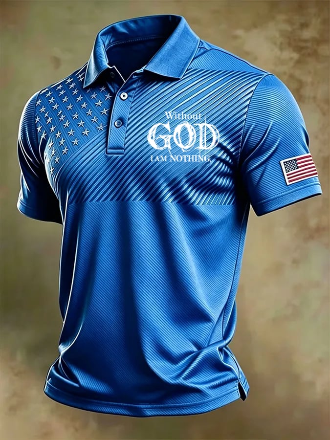 Men's Faith “Without God I Am Nothing,” Print Casual Polo Shirt