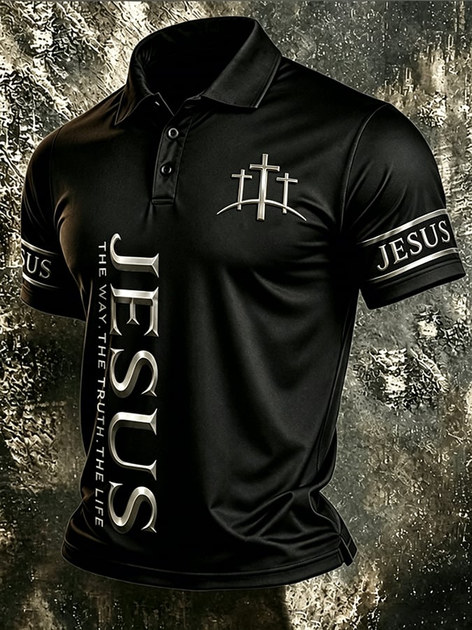 Men's THE WAY. THE TRUTH. THE LIFE Christian Print Casual Short-Sleeve T-Shirt