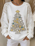 Women's Christmas Tree Print Pullover Sweatshirt