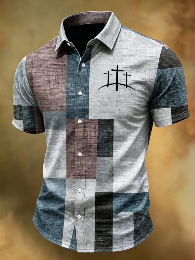 Men's Faith Cross Print Casual Shirt