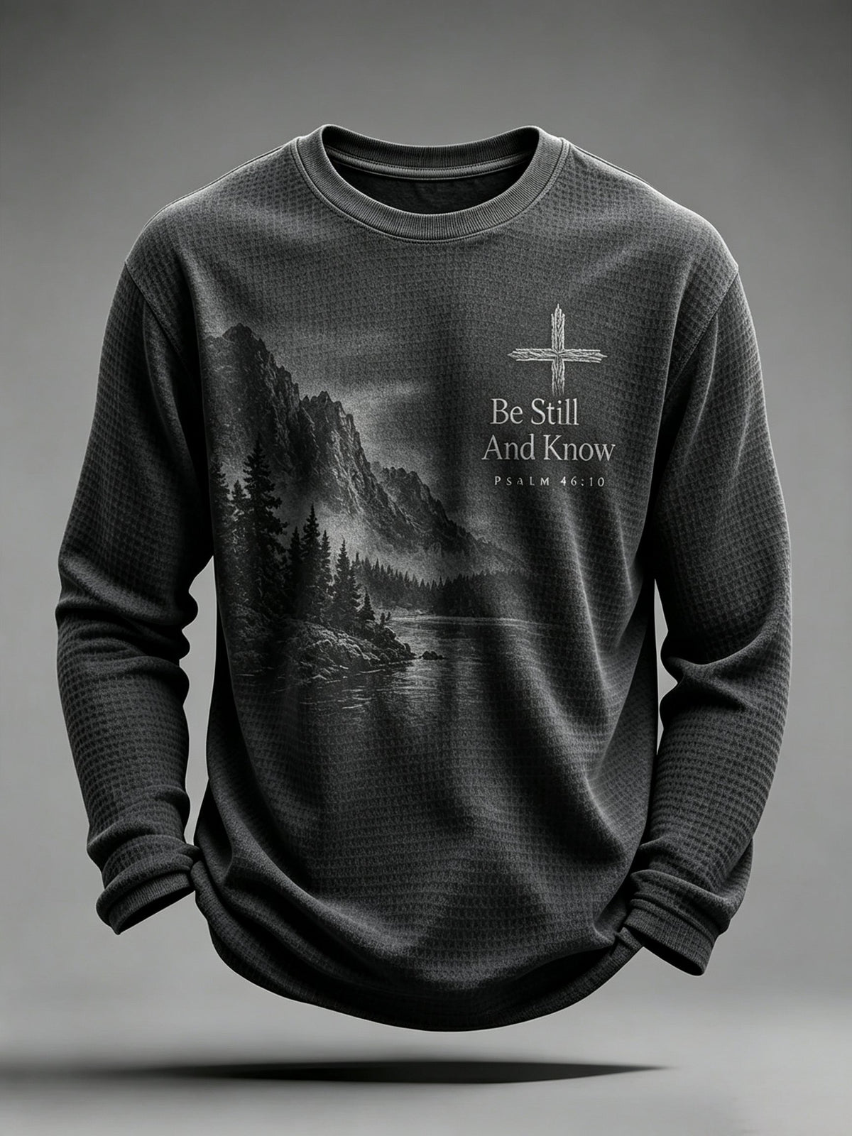 Men's Be Still And Know Psalm 46:10 Printed Waffle-Knit Top
