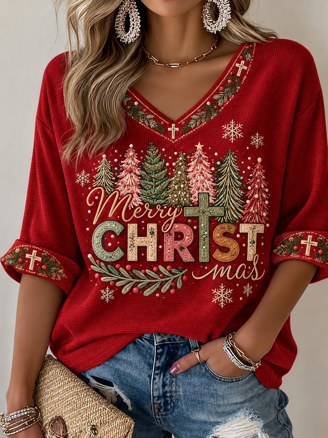 Women's Faith Christmas  Printed T-shirt