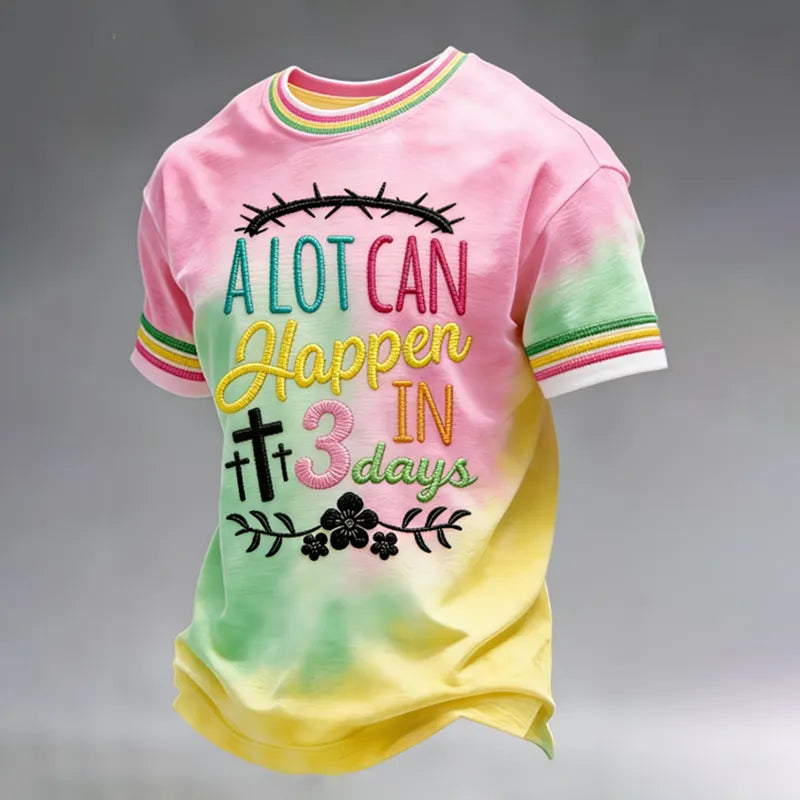 Men's Retro Faith Print  Casual T-Shirt