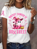 Women's Breast Cancer Is Boo Sheet Pink Halloween Ghost Breast Cancer Awareness Warrior Tee