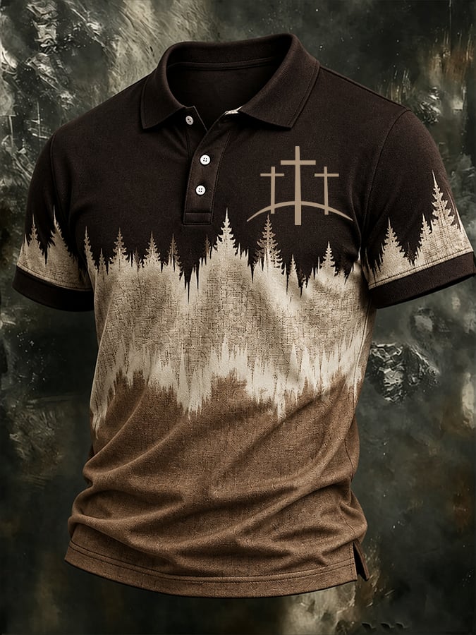 Men's Western-Style Faith Print Casual Polo Shirt