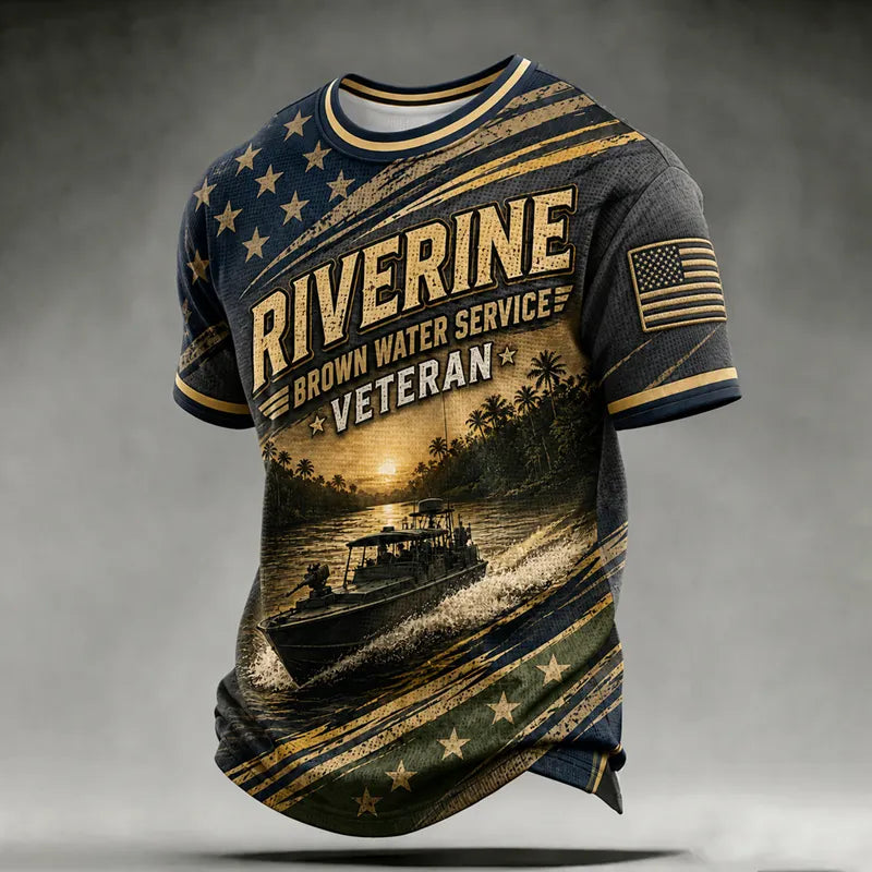 Men's Retro Vietnam Veteran Print Casual T-Shirt