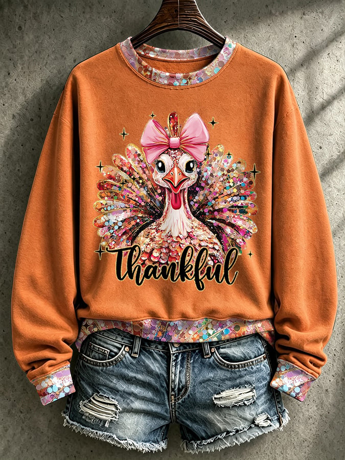 Women's Casual Printed Long-Sleeve Sweatshirt