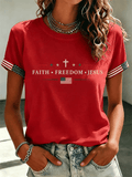 Women's Freedom Faith Jesus Print T-shirt