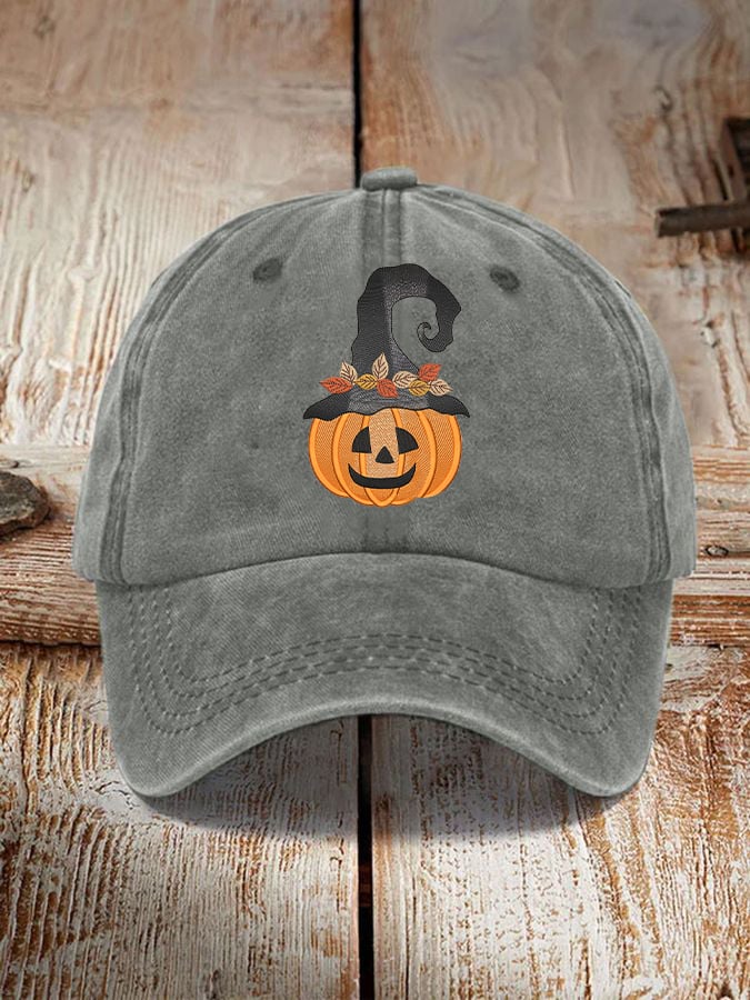 Unisex Halloween Pumpkin Witch Print Hat