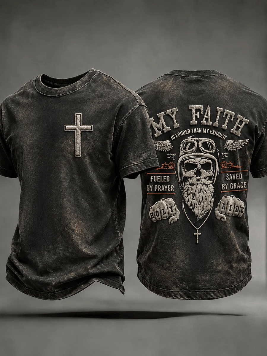 Men's Faith Biker Rider Print Short-Sleeve T-Shirt