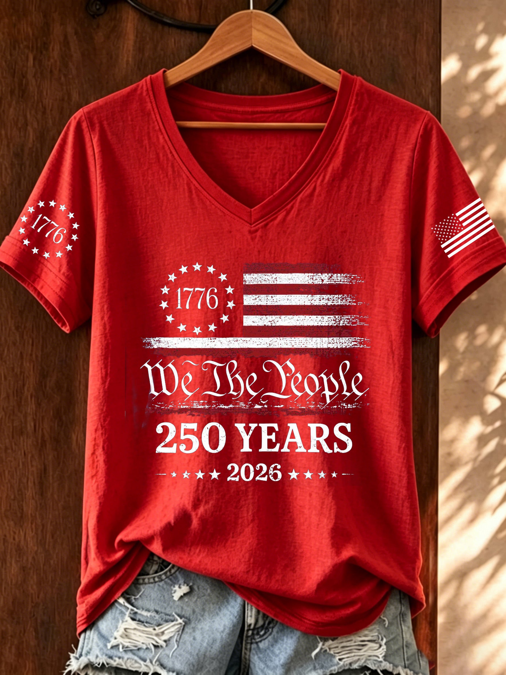 Women'S America Flag Printed Casual T-Shirt