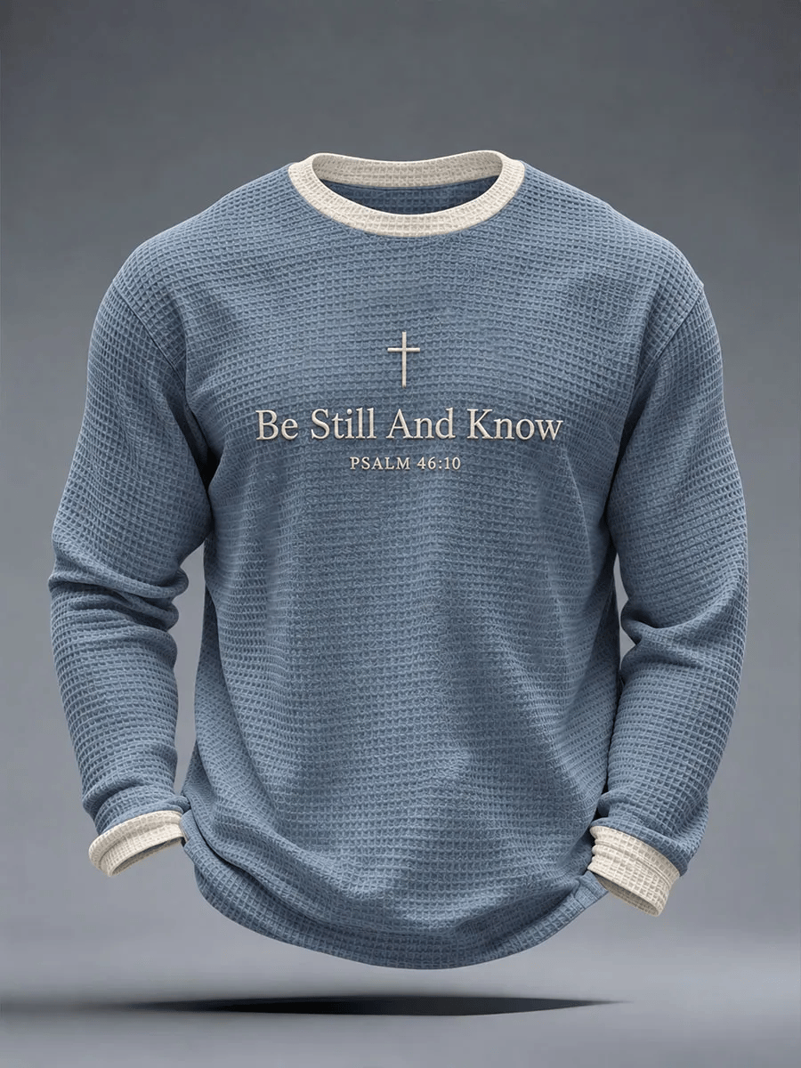 Men's Be Still And Know Psalm 46:10 Printed Waffle-Knit Top