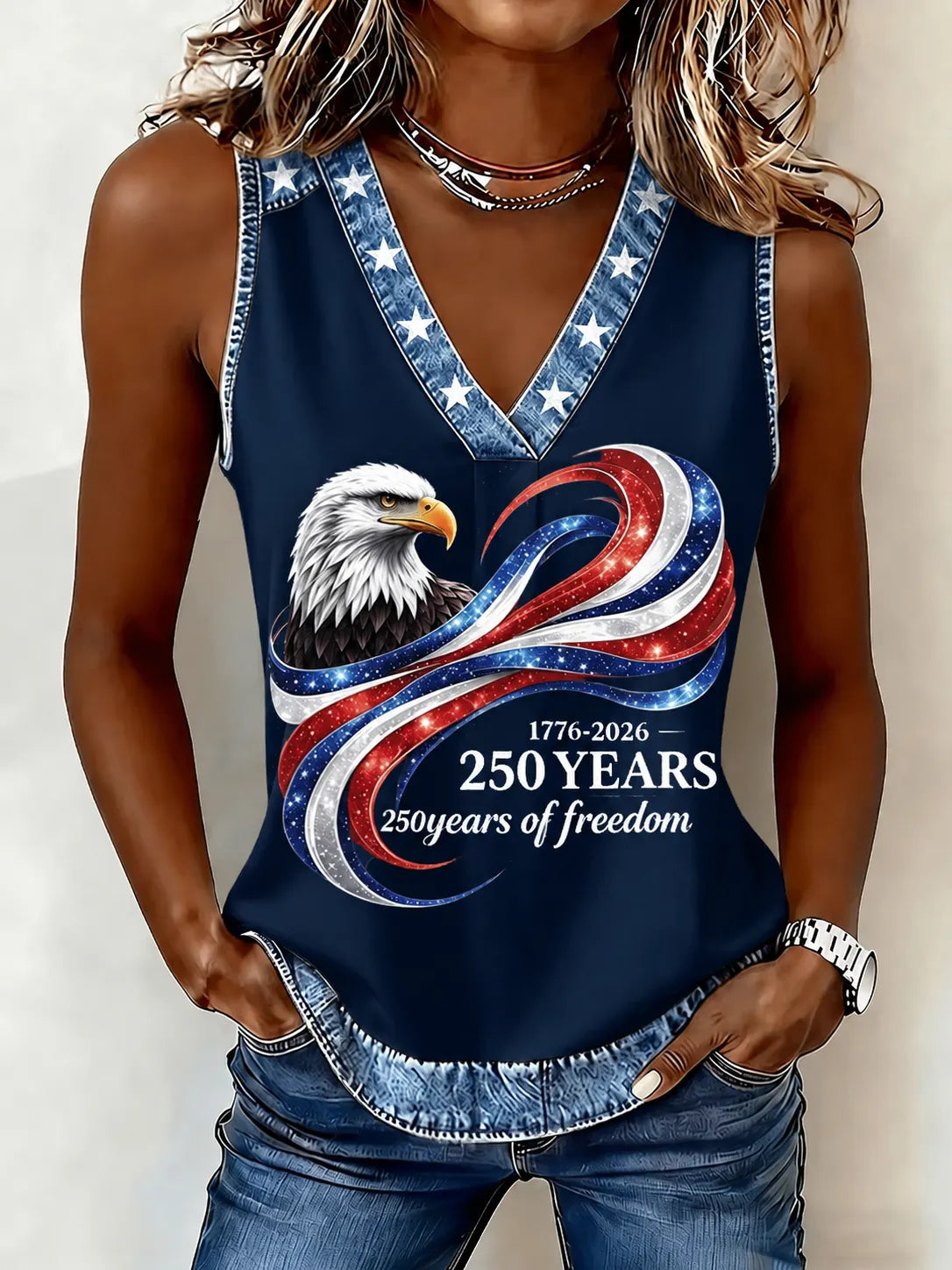 Women'S American 250Th Anniversary Faith Printed Casual Tank Top