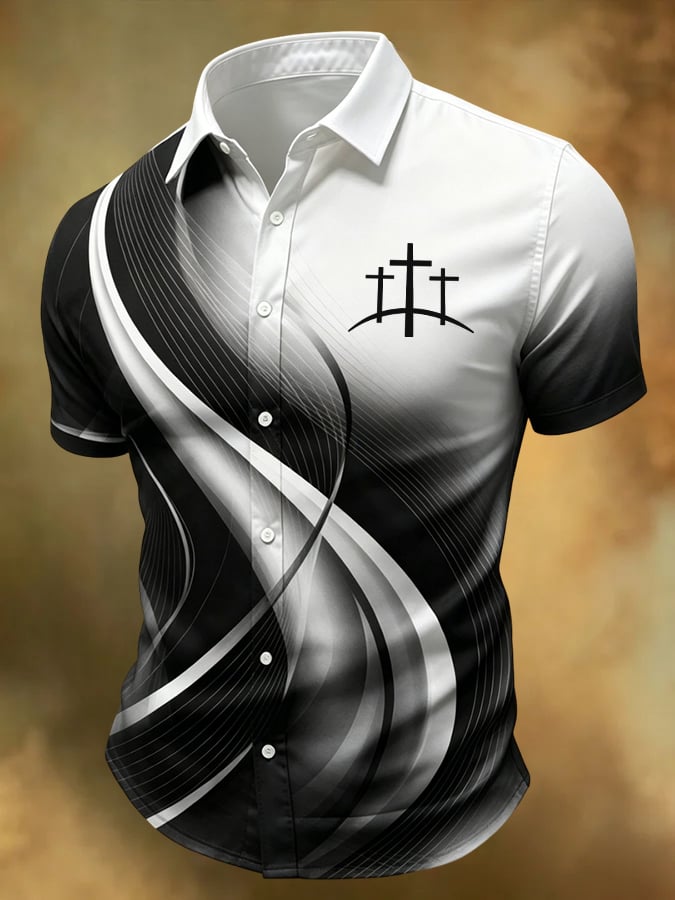Men's Faith Cross Print Casual Shirt