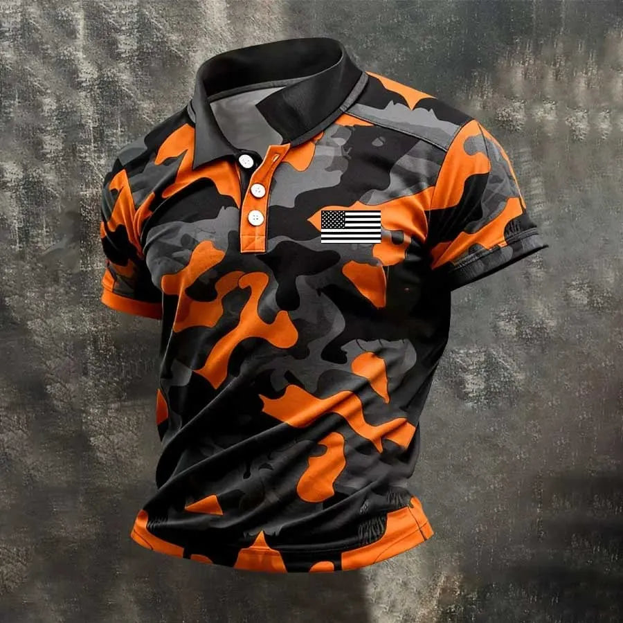 Men's Retro Patriot Camouflage Patchwork T-shirt
