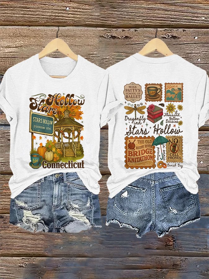 🔥HOT SALE🔥Retro Stars Hollow Connecticut Luke’s Coffee Cup Dragonfly Inn In Omnia Paratus Print T-Shirt