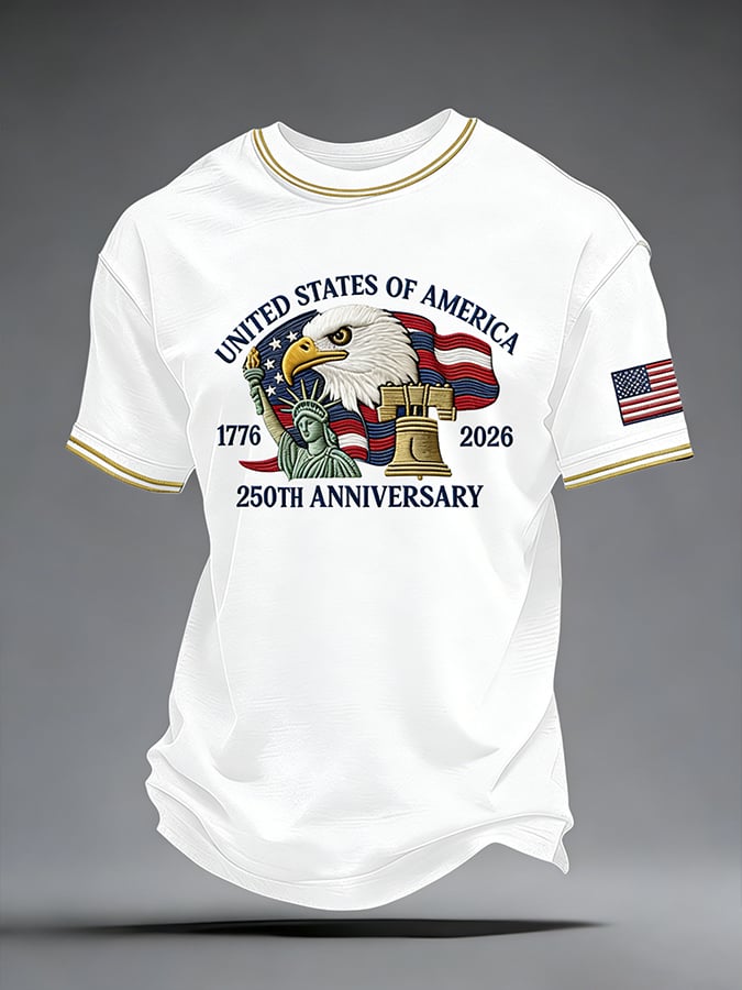 Men's US 250 – Red, White & Blue Sky Tribute Print Casual T-Shirt