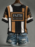 Women's Casual Short-Sleeve T-Shirt with "Faith" Print