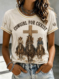 Women's Vintage Western Faith-Print Top