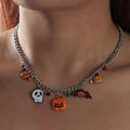 Fashionable, Personalized And Creative Multi-Element Pumpkin, Devil And Bat Design Necklace