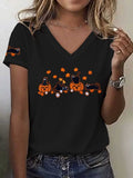 Women's Cute Pumpkin Cat Print Casual Top