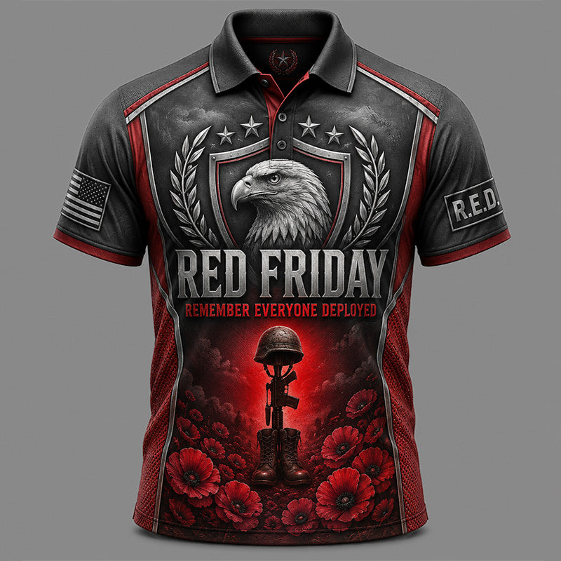 Red Friday Art Print Casual Polo Shirt