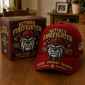 Handmade Retired Firefighter Bulldog Firehouse Commemorative Cap 🇺🇸