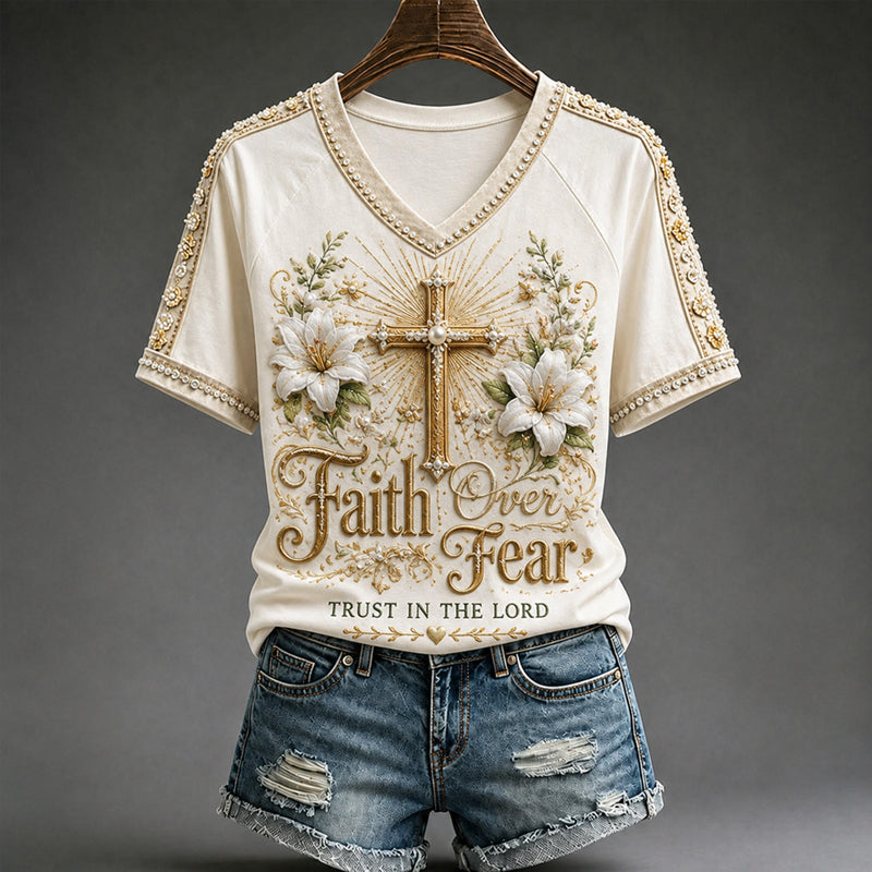 Women's Faith Floral Art Print T-Shirt
