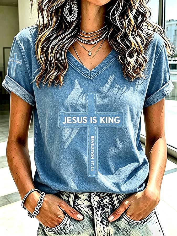 Women's  Retro  Faith Print T-shirt