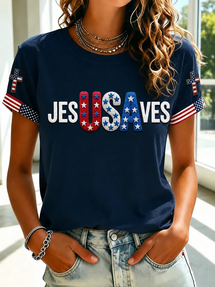 Women's Jesusaves Print Top