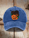 Halloween Black Cat Pumpkin Print Unisex Hat