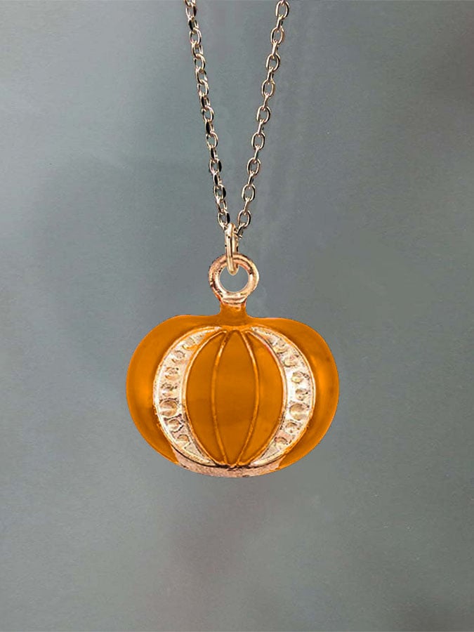 Halloween Pumpkin Hat Cat Head Necklace