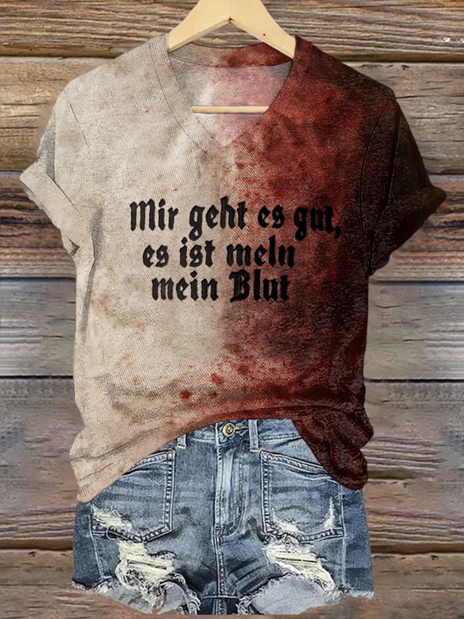 Women's Bloodstained I'M Okay It'S Not My Blood Print T-Shirt