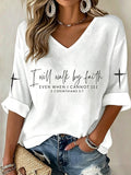 Women's  Retro I Will Walk By Faith Even When I Cannot See Print Top