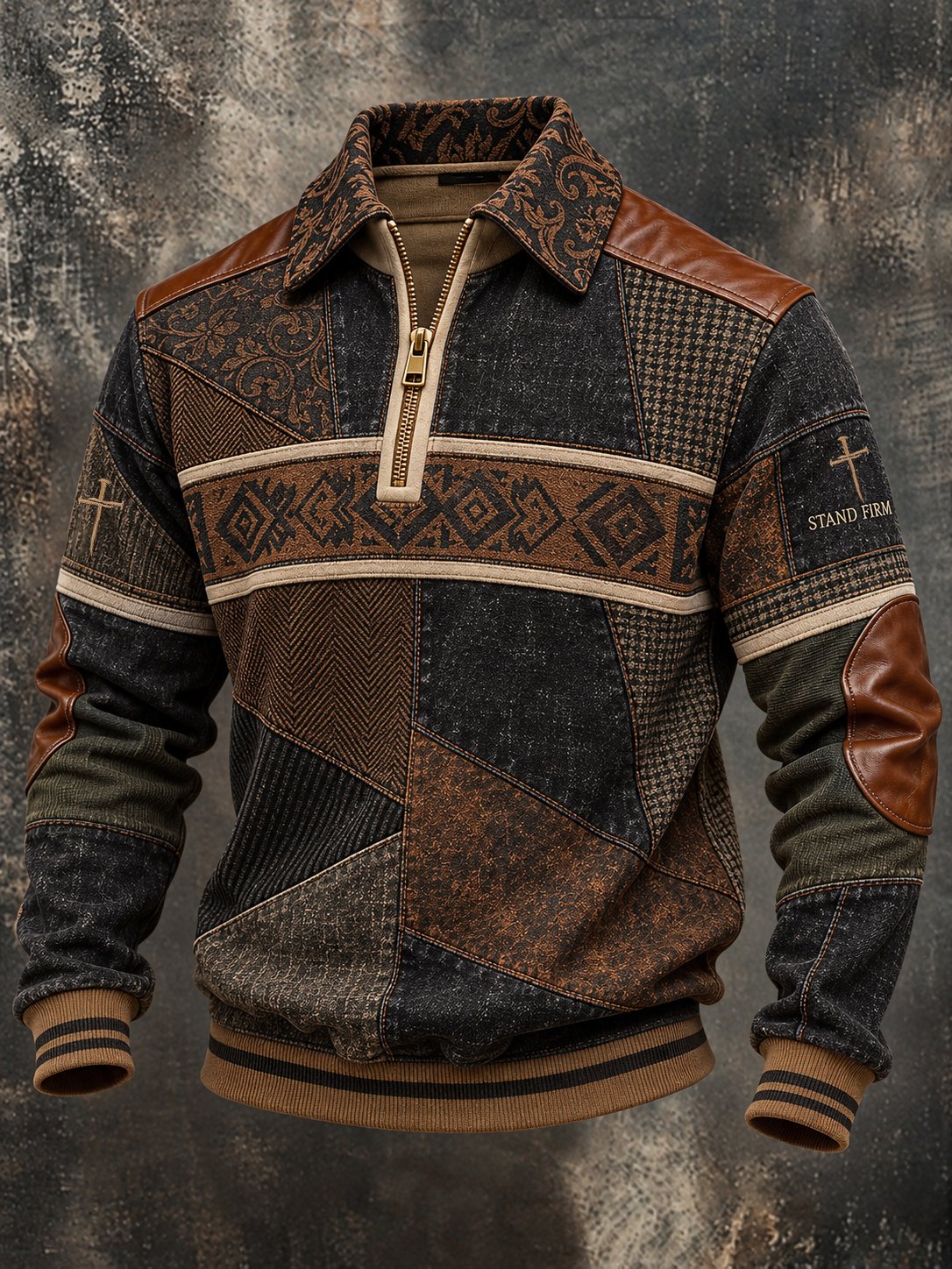 Men'S Autumn/Winter "Retro Faith" Zip-Up Sweatshirt