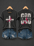 Women's Christian God Is Good Cross  Printing  T-Shirts