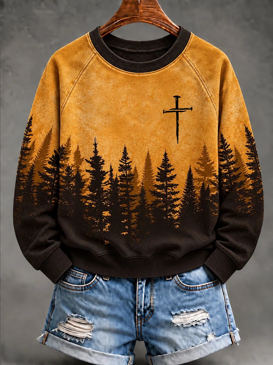 Women's Faith Cross Raglan Sleeve Sweatshirt