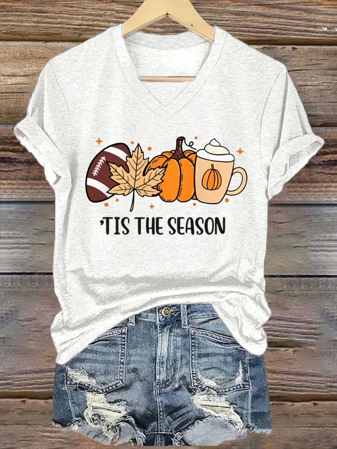 Women's Tis The Season  Print V-Neck T-Shirt
