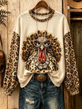 Women's Thanksgiving Turkey Print Sweatshirt