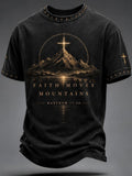 Men's "Faith" Print Crew-Neck Short-Sleeve T-Shirt