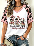 Women's Faith Highland Cow Print Raglan T-Shirt