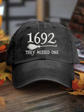 Unisex Halloween 1692 They Missed One Witch Salem print hat