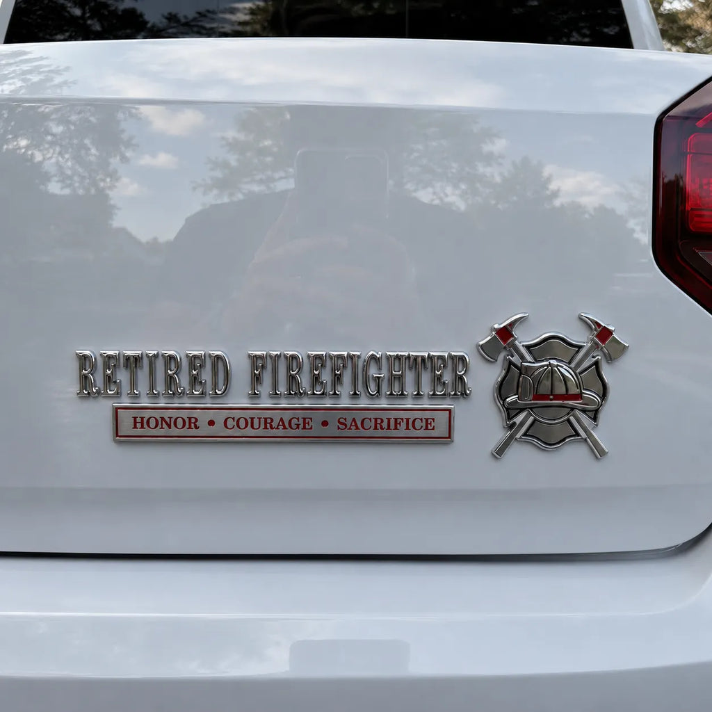 🚒 Retired Firefighter Honor Courage Sacrifice Car Emblem Metal Badge